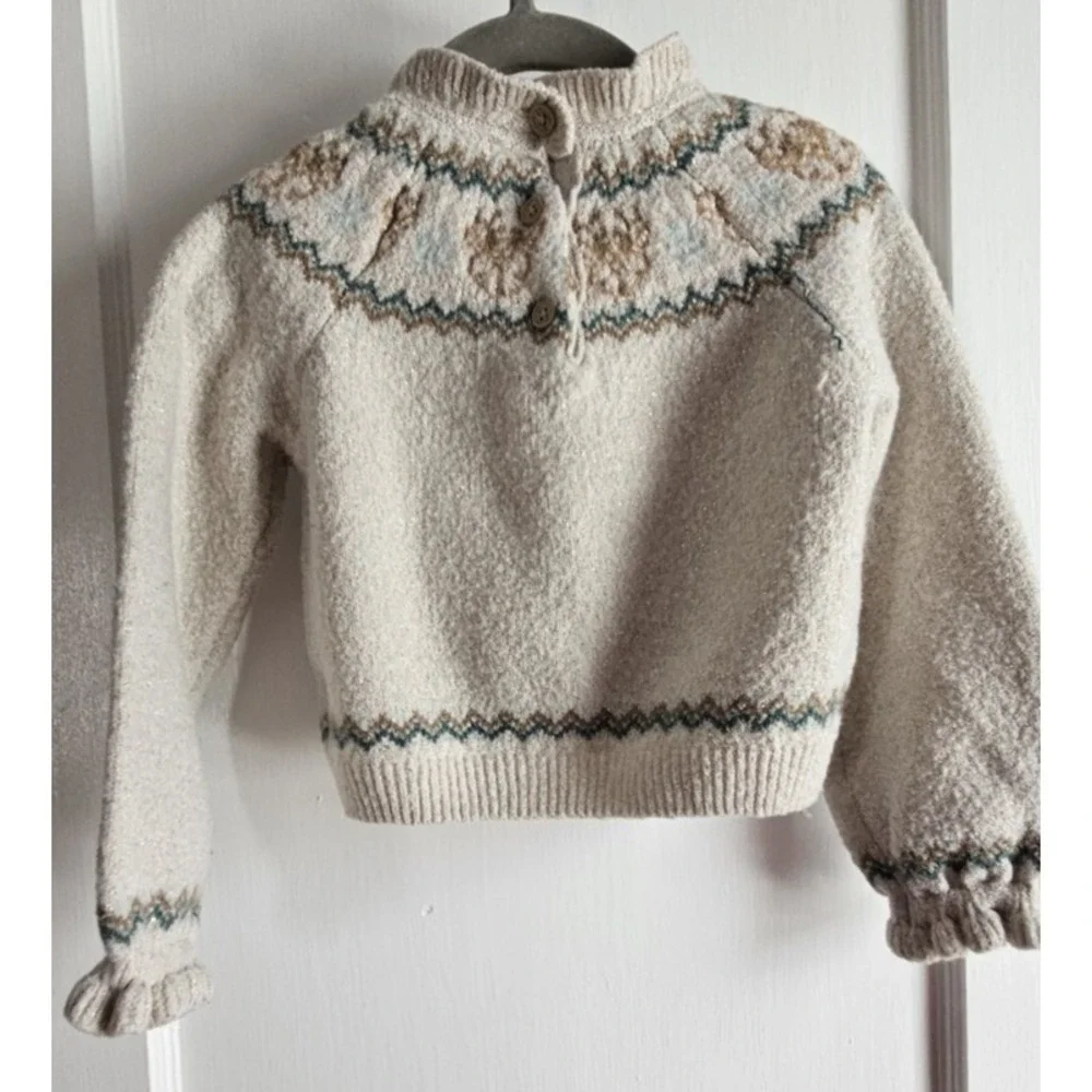 tommy Bahama metallic embroidered ruffle neck‎ sleeve sweater toddler 2T